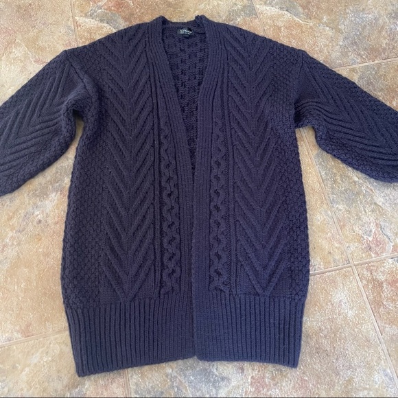 Topshop Chunky Knit Oversized Cardigan Sweater Size 6 Open front Balloon Sleeve - Picture 5 of 9